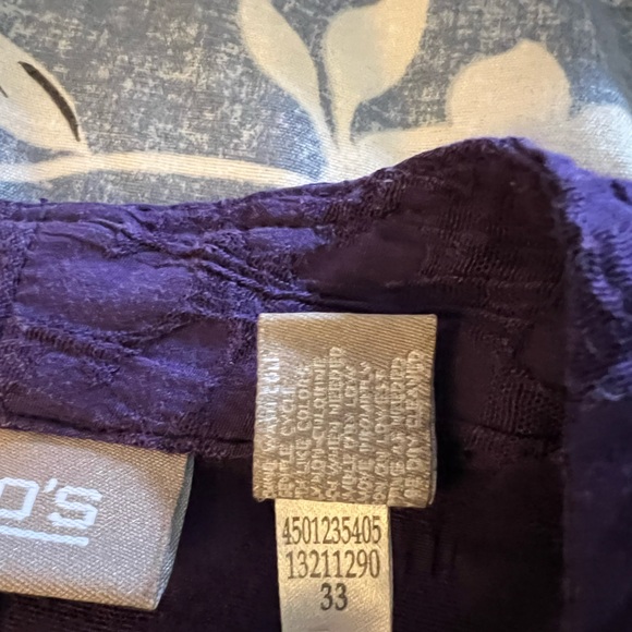Womens Jacket-CHICO'S-purple rayon blend open-front swing 3/4 sleeve-2 - Picture 13 of 14